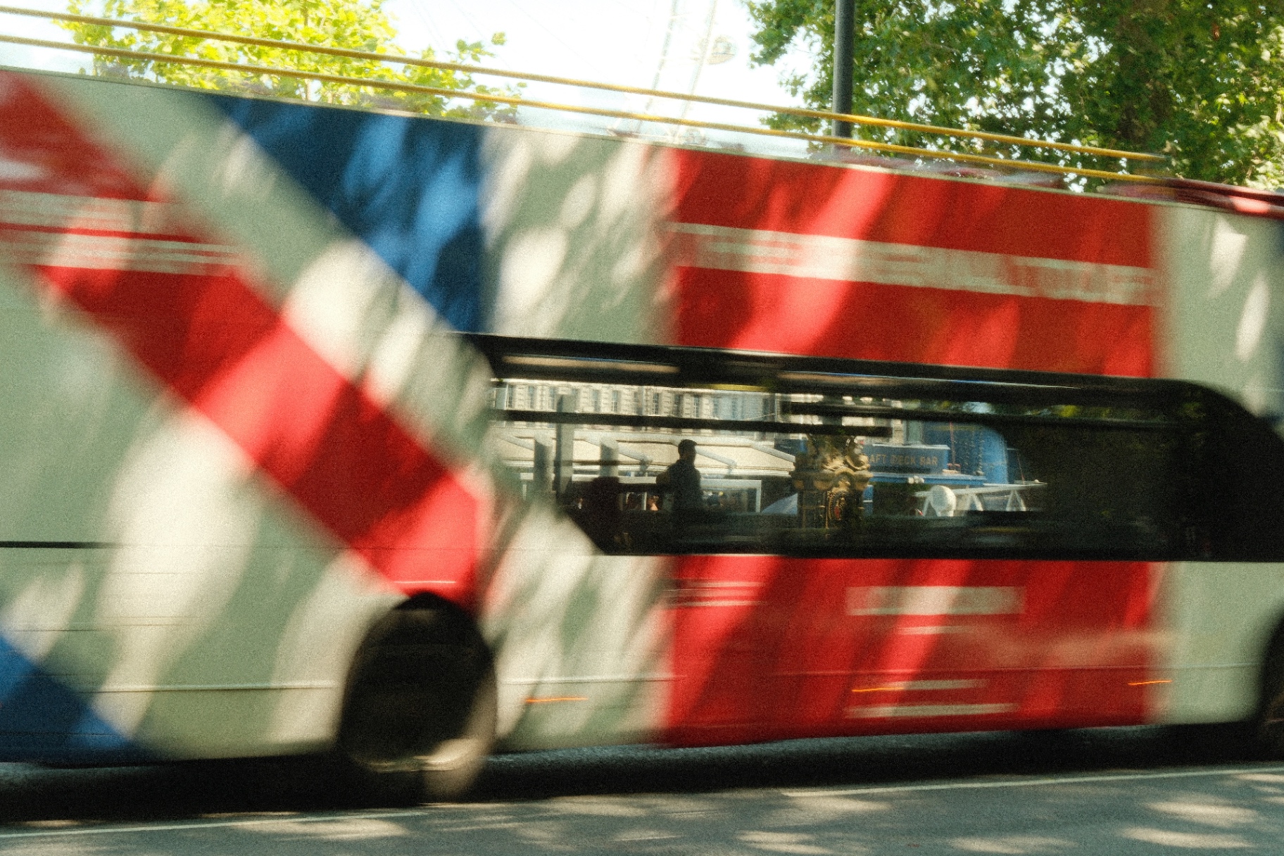 Union flag, red bus, SOUTH BANK, 2026